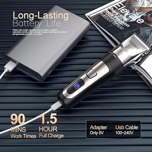 Miniatura 4 de Cortadora de pelo para hombres, recortadora de pelo recargable con LCD inalámbrica, recortadora de barba para hombres, kit de aseo para hombres