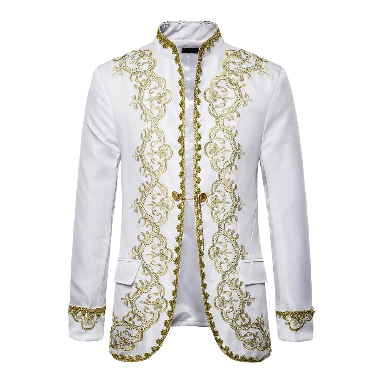 Chaqueta de traje con bordado dorado para hombre, corte medieval, noble, blazer, príncipe real, disfraz de Halloween, chaqueta de traje, chaqueta de traje de príncipe dorado, disfraz