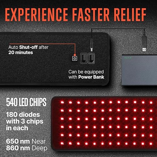 Miniatura 4 de SQUATZ Terapia de luz roja para el cuerpo, envoltura de terapia de luz infrarroja para recuperación muscular, articulaciones y alivio del dolor en