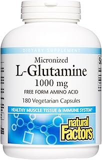 Natural Factors, Micronized L-Glutamine 1000 mg, Supports Muscles and Immune Function, 180 Capsules