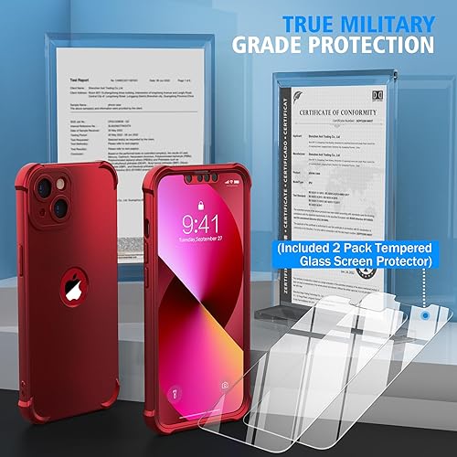 Miniatura 3 de ORETECH Funda para iPhone 13, con 2 protectores de pantalla prueba de caídas de grado militar de 15 pies protección de cámara cuerpo completo de 360