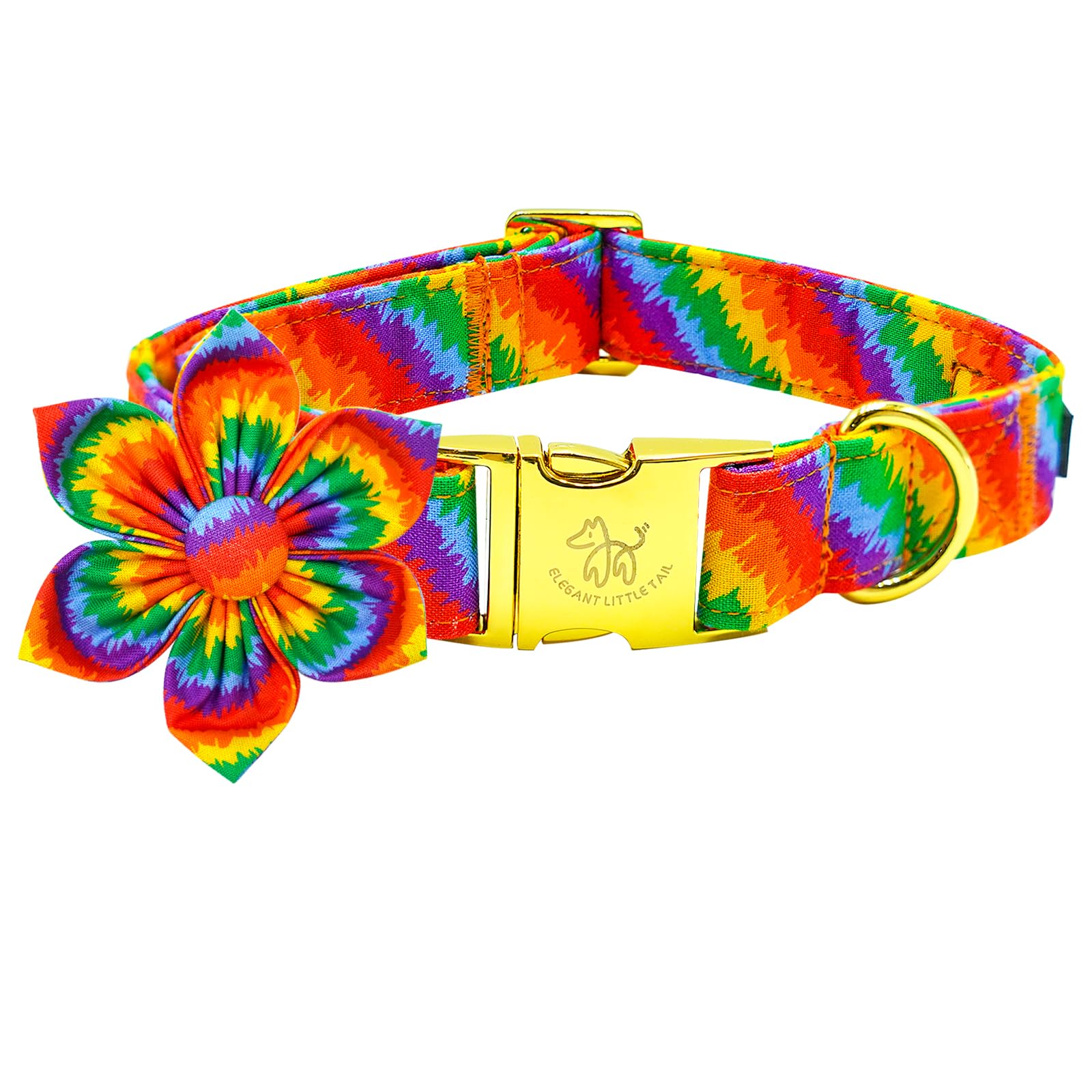 Elegant little tail LGBT Dog Collar, Rainbow Dog Collars with Flower Puppy LGBT for Pride Month Pet Flower Holiday Pet Dog Girl Boy Adjustable Dog