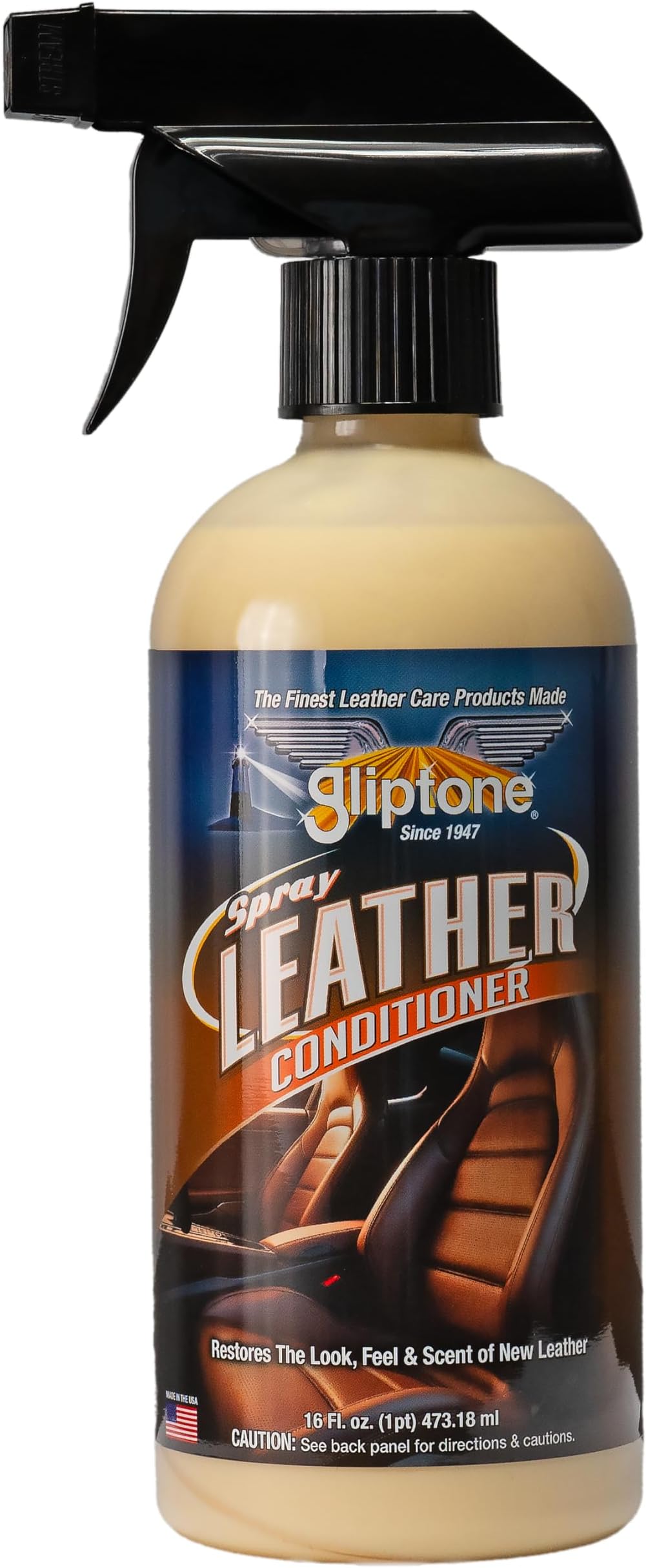 Gliptone Leather Conditioner Spray, Professional pH-Balanced Formula Restores Softness, Shine & Flexibility, No Rubbing Needed, Safe for Car Interiors, Furniture & Jackets, Made in USA,17 oz