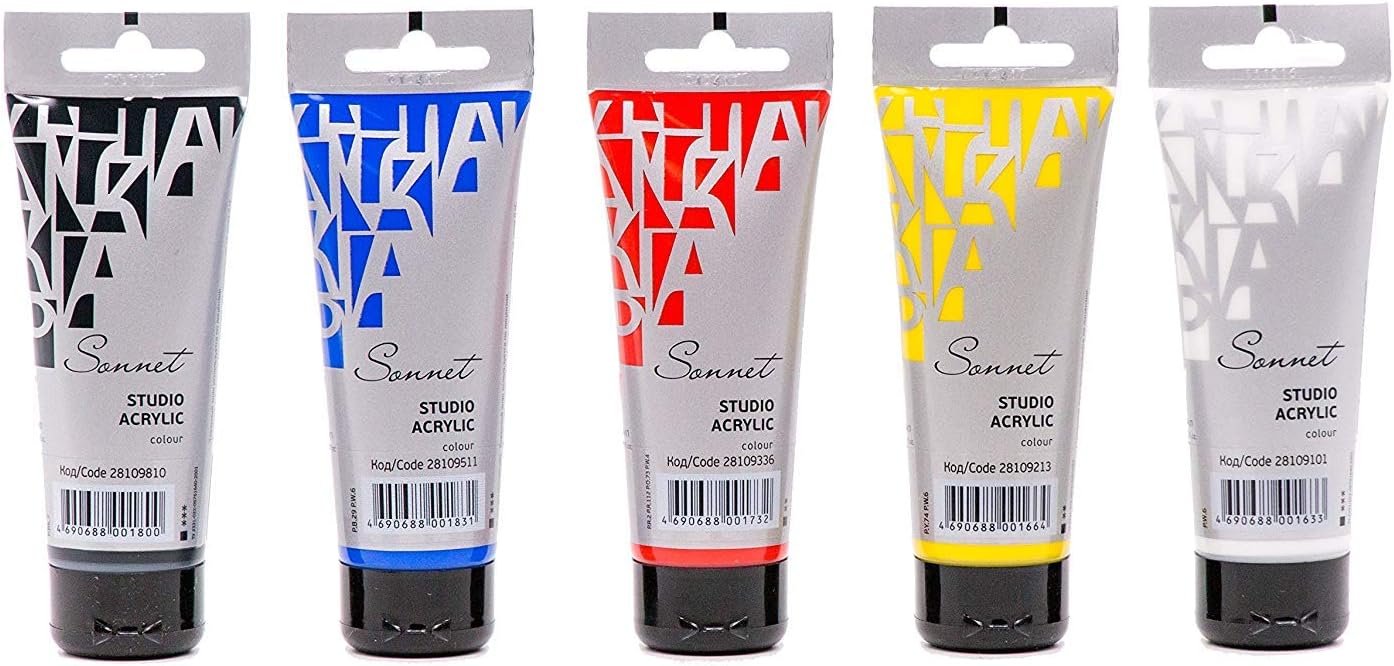 Nevskaya palitra Sonnet Studio Acrylic Paint Set of 5, 75ML Each in Tubes