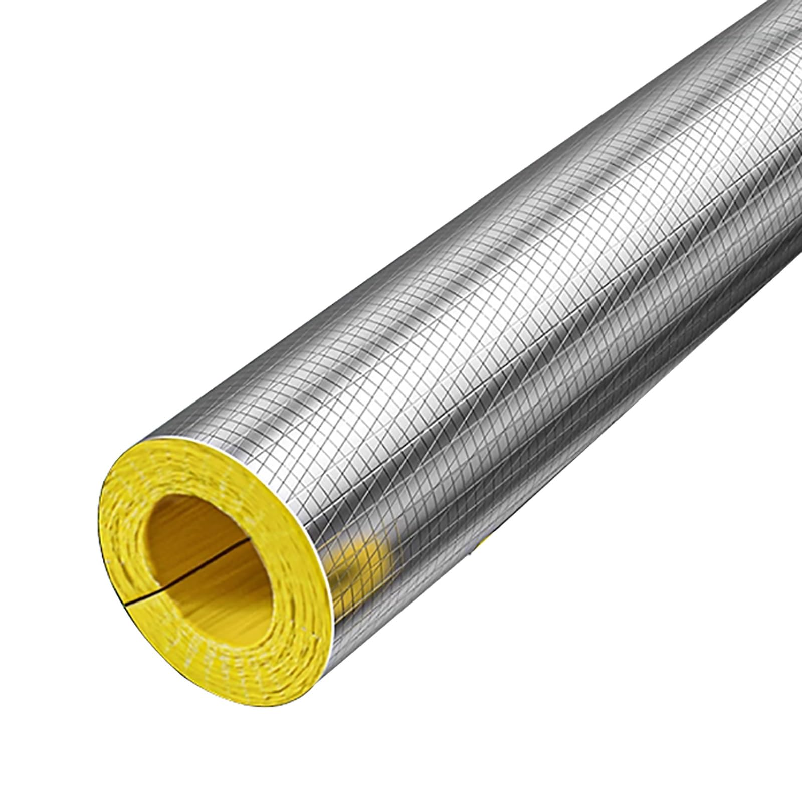 Manguito Aislante for tuberías de Vapor, tubería Aislante autoadhesiva, tubería de Lana de Vidrio con lámina de Aluminio, Aislamiento térmico ignífugo(ID-43mm/1.7" TH-30mm/1.18")