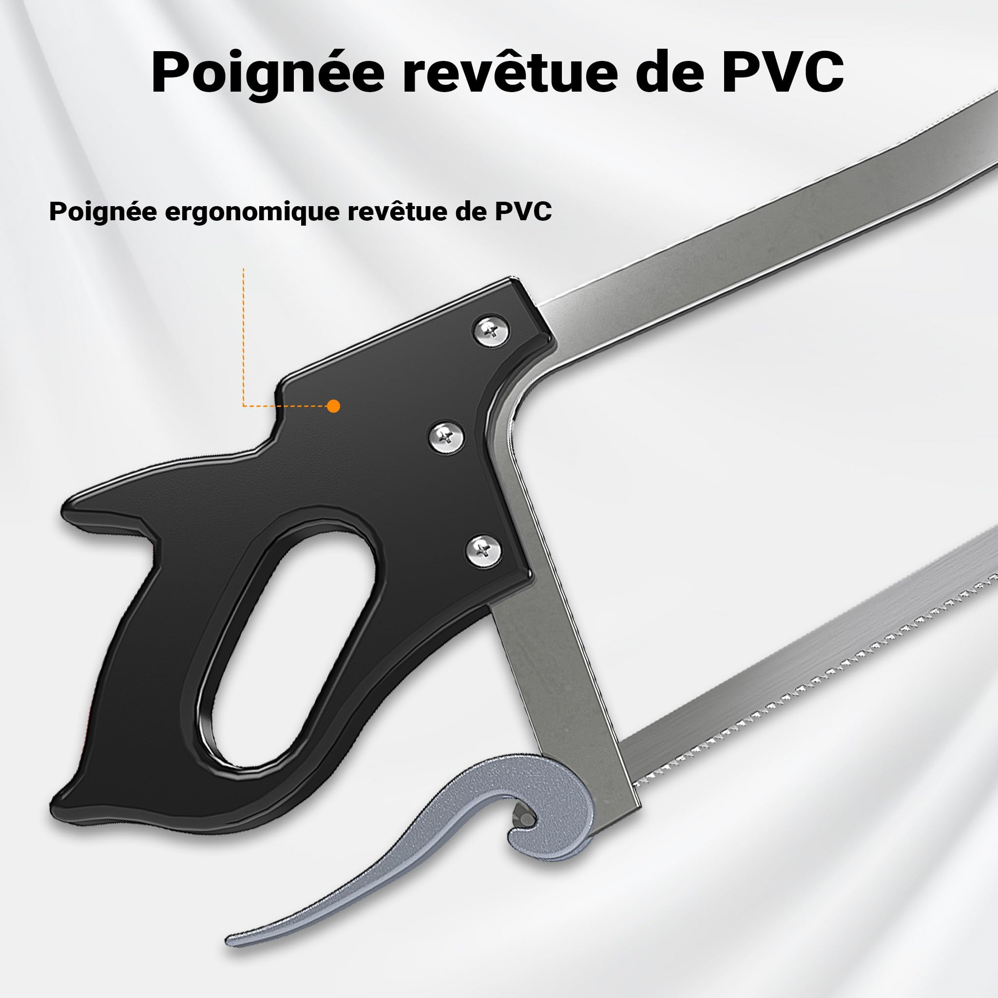 Wiltec XL Professional Butcher Saw - 600 x 26 x 160 mm - 43 cm Blade - with PVC Non-Slip Handle - Kitchen Tool - Manual Deli Cutter - for Meat and Large Bones