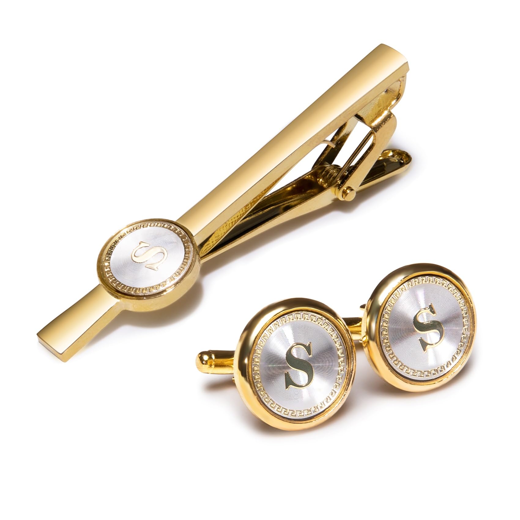 Barry.Wang Mens Cufflinks Tie Clip French Stylish Cuff Links Wedding Shirts Cuff Buttons Elegant Gift Necktie Pin