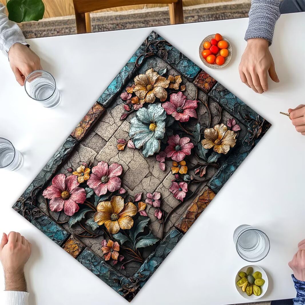 Puzzle 1000 Piezas, Puzzle Flor de Madera para Adultos, Regalos -2518