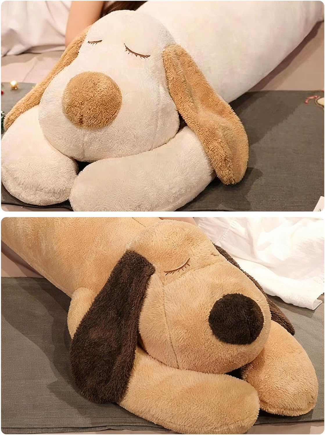 45" Long Dog Plush Pillow, Large Dog Stuffed Animal Body Pillow, Soft Hugging Plushy Toy Cuddly Sofa Cushion Home Decor Birthday Gift for Girls Kids Teens Adults (White, 115cm/3.77ft) - Image 9