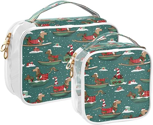Miniatura 2 de Dachshunds Christmas Gifts Clear Toiletry Bag for Traveling,2 Pack Makeup Cosmetic Bag with Zipper,Travel Bag for Toiletries,Travel Essentials