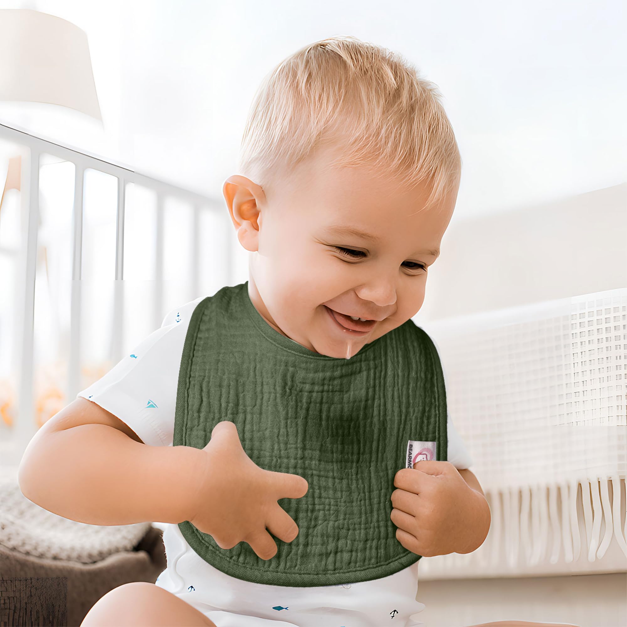 bearmoss Bavaglino Neonato, 100% Cotone, Bavaglino Quadrato per Bambini, Bavaglini Regolabili, Morbidi Bavaglini per Bambini e Bambine, 8 Pezzi