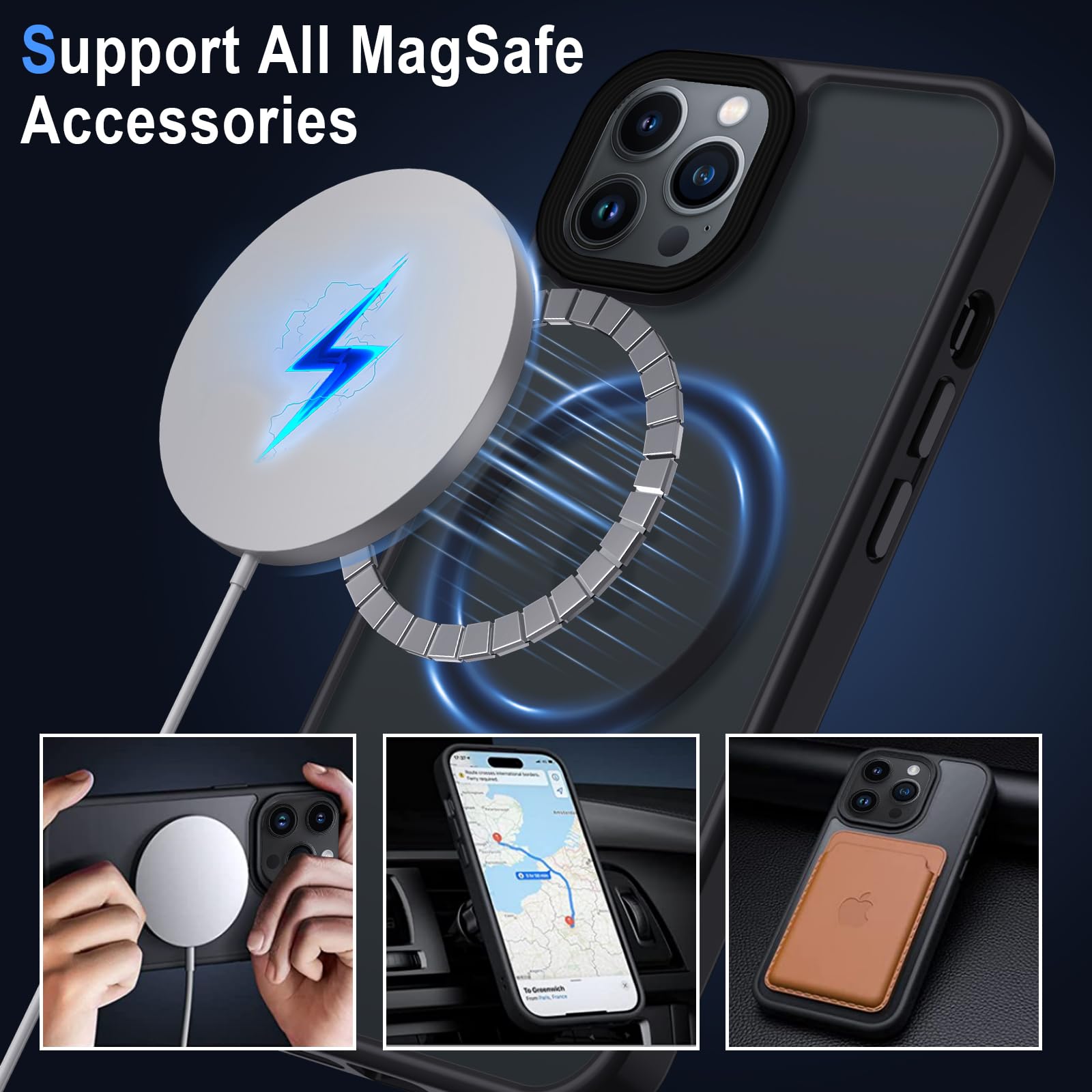 XTCASE Cover Magnetica per iPhone 11 Pro [Compatibile con MagSafe], Custodia Traslucida Opaca Posteriore Resistente ai graffi TPU Bumper Antiurto Sottile Protettiva Case, Nero
