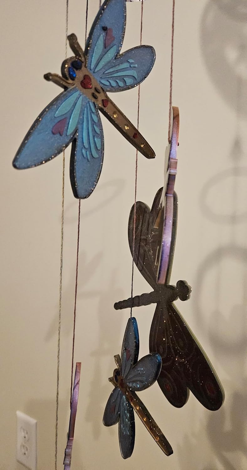 Decorative Dragonfly Sun Catcher, Resin, Iridescent Blue Medallion, Hanging Garden Art