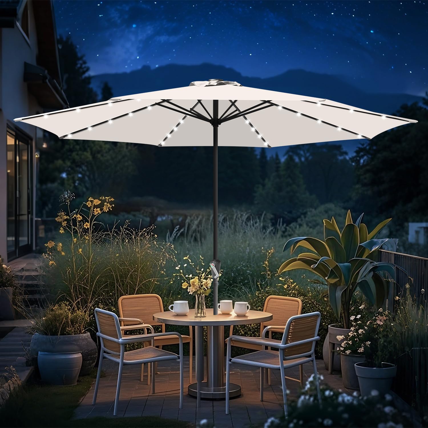 Grand parasol de jardin déporté imperméable sans support - Avec manivelle - Pour balcon, jardin, terrasse - 270 x 350 cm