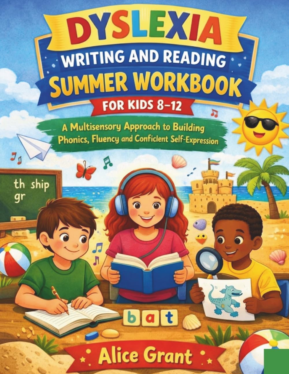 Dyslexia Writing and Reading Summer Workbook for Kids 8–12: A Multisensory Approach to Building Phonics, Fluency and Confident Self-Expression