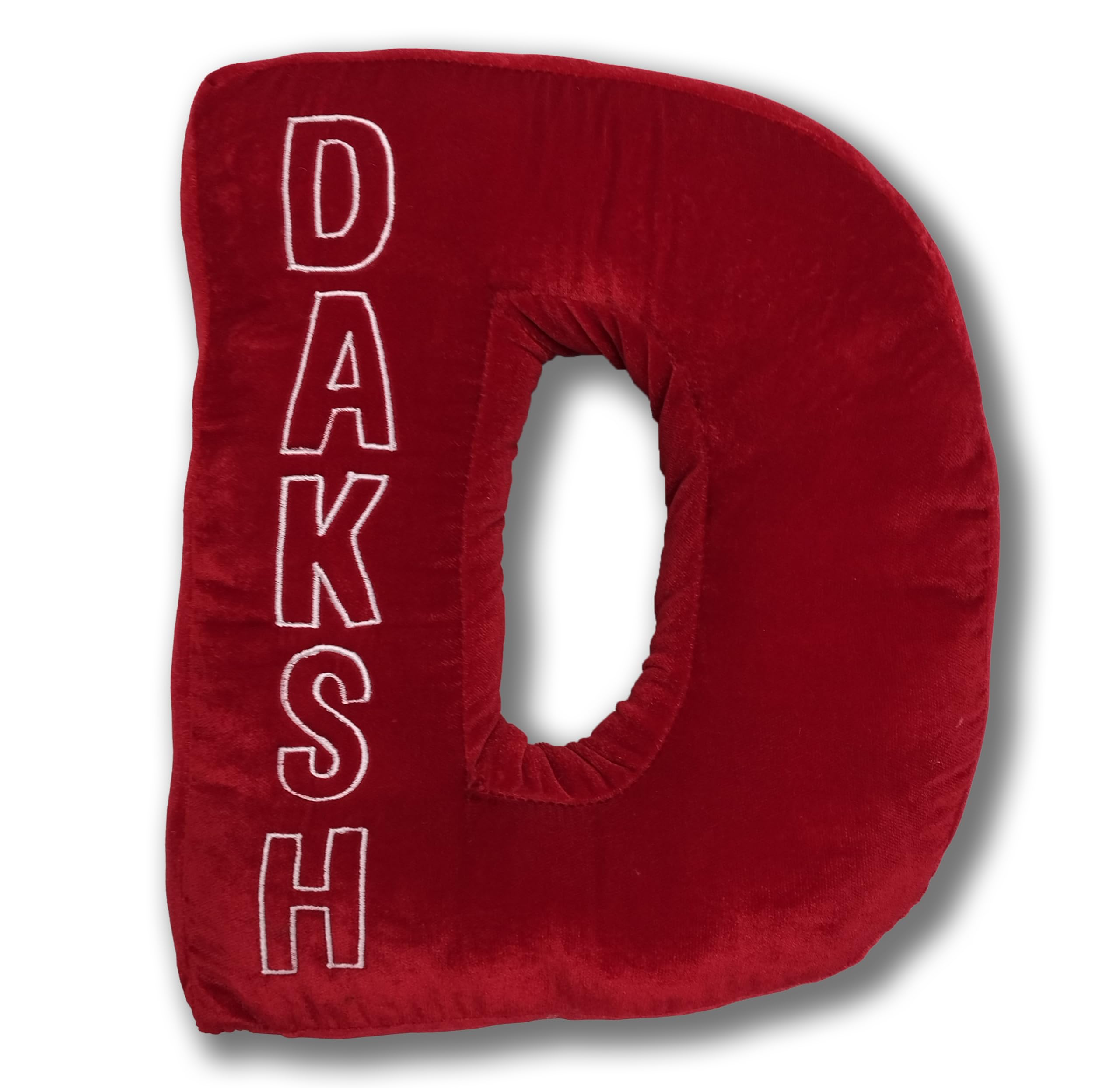 Yousafzai Personalized Kids Name Velvet Alphabet Soft Pillow Throw Cushion Decorative Alphabet Room Decor for Kids, Colour red (Alphabet D)