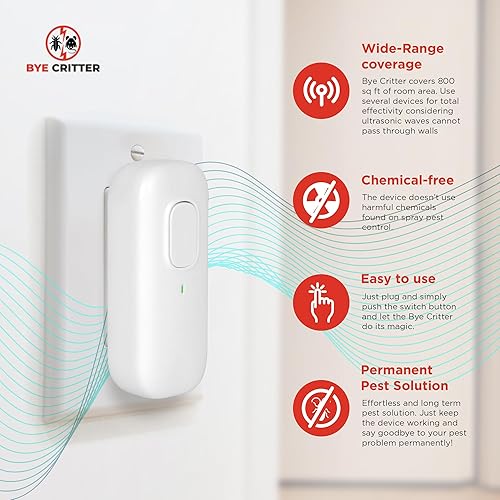 Miniatura 2 de Adiós Critter, defensa de plagas, repelente ultrasónico de adios para ratones, defensa de plagas, repelente ultrasónico de plagas Bye Critter
