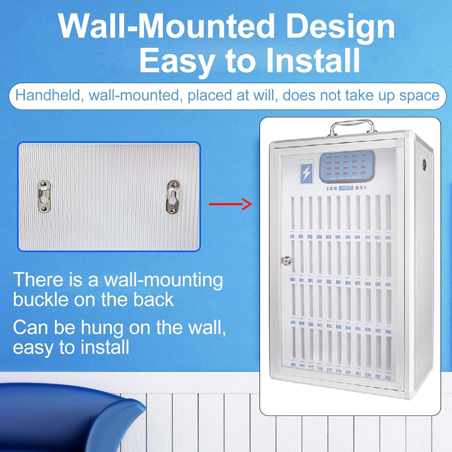 Portable Mobile Phone Charging Cabinet, W/USB Ports & Handle, for Students, Employees, Compan, Conference Room