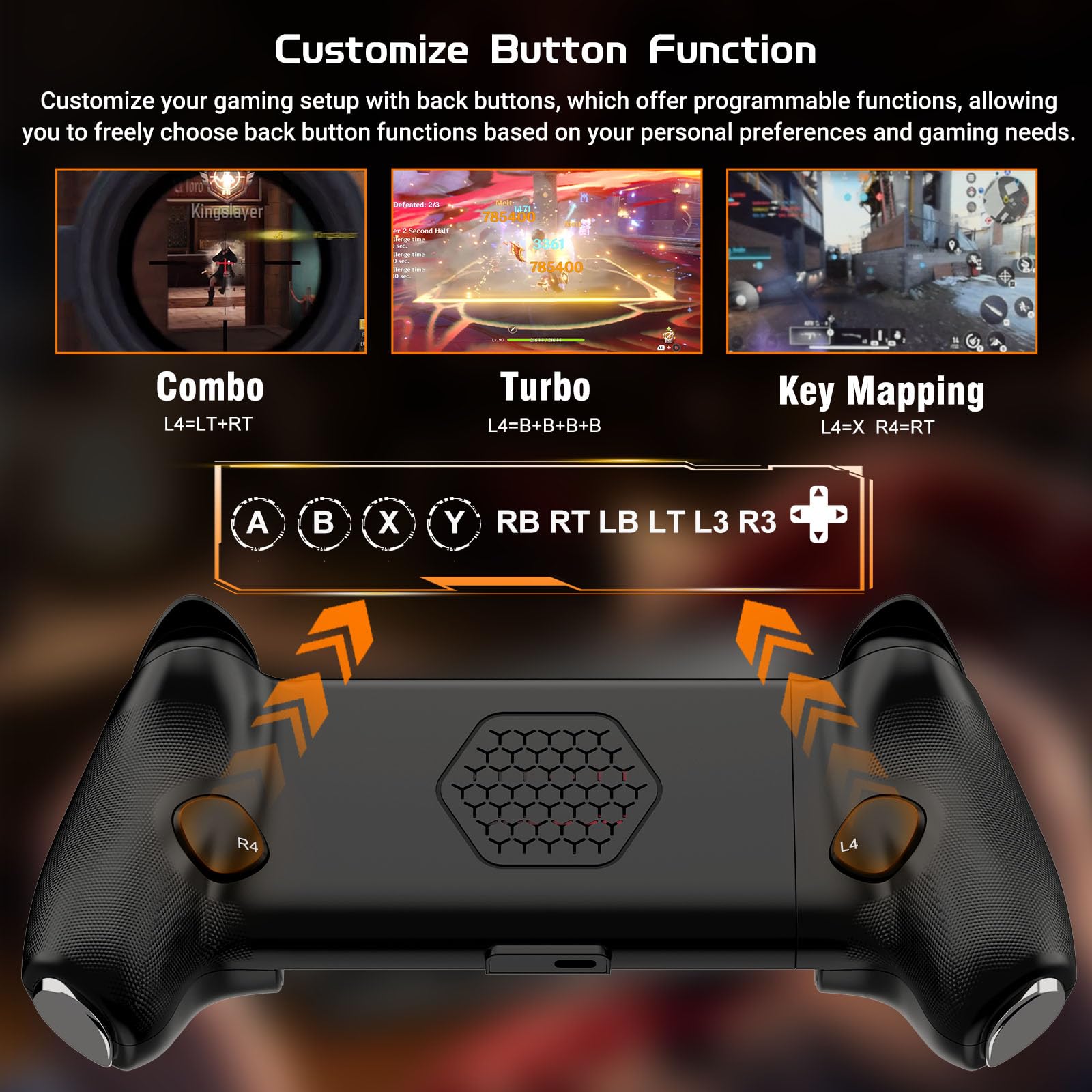 Joso Contrôleur de jeu Mobile pour iPhone & Android, contrôleur de téléphone sans fil Support Phone Case avec Design ergonomique pour Cloud Gaming/PS Remote Play/émulateur