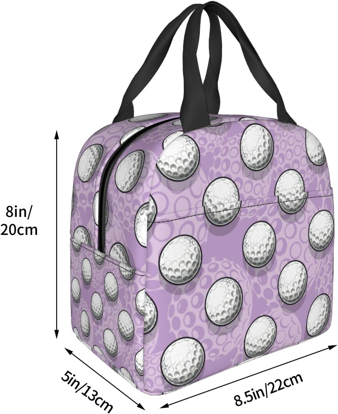 VOOHDDY Golf Ball Cute Purple Insulated Lunch Bag For Men Women Reusable Lunch Box Container Waterproof Portable Cooler Thermal Tote Bag For Work Office Picnic Beach Travel image 4