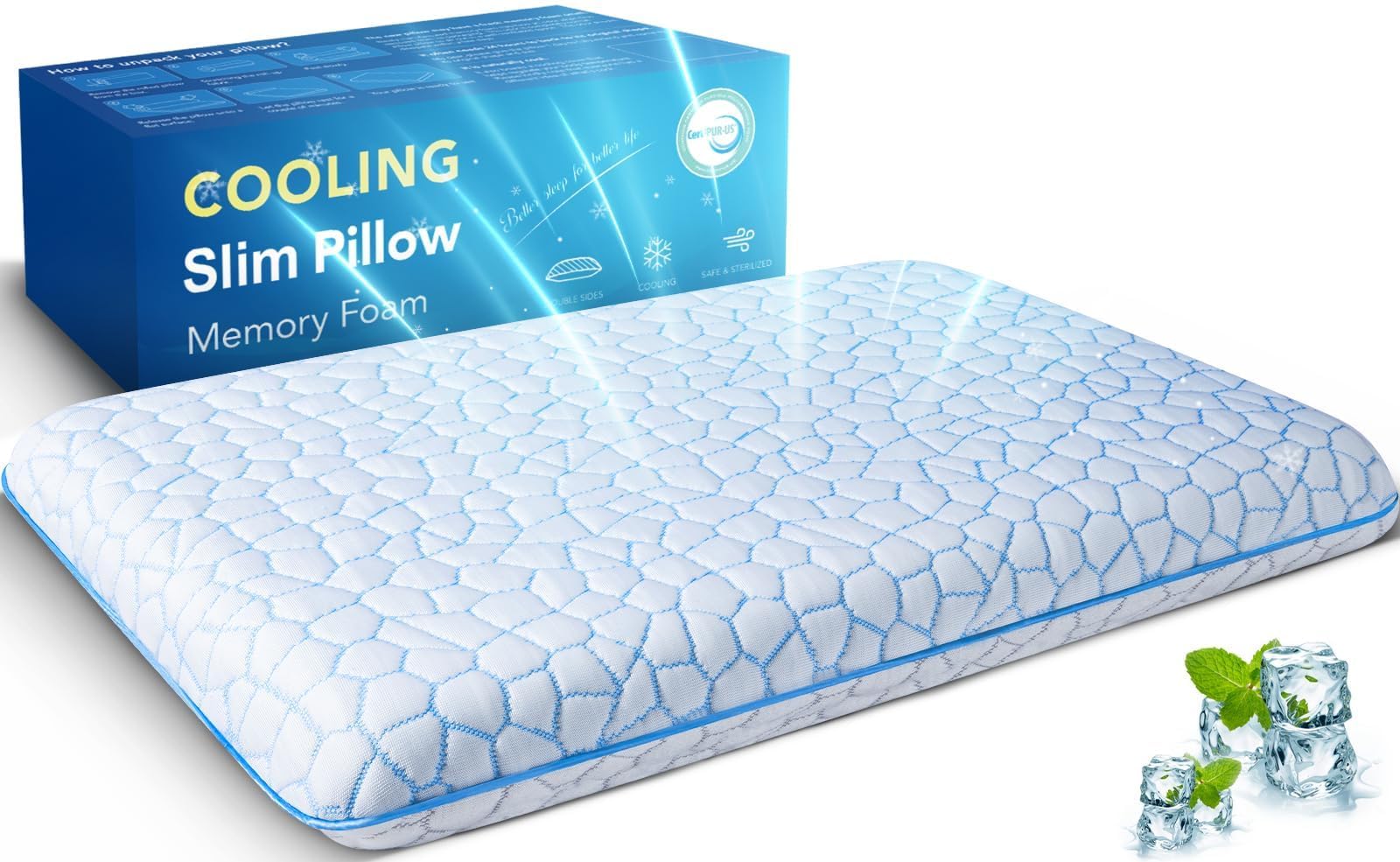 SUPA MODERN Ultra dünne Bauchschläferkissen 40x60 flaches Kissen Memory Foam Orthopädisches Kissen 2,25 inch Höhe