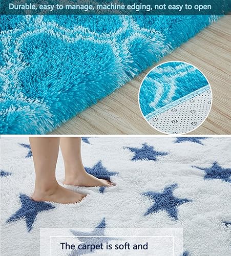 Miniatura 5 de Alfombra suave y esponjosa para habitación de niños, antideslizante, de pelo largo, moderna, para interiores, hogar, sala de estar, dormitorio,