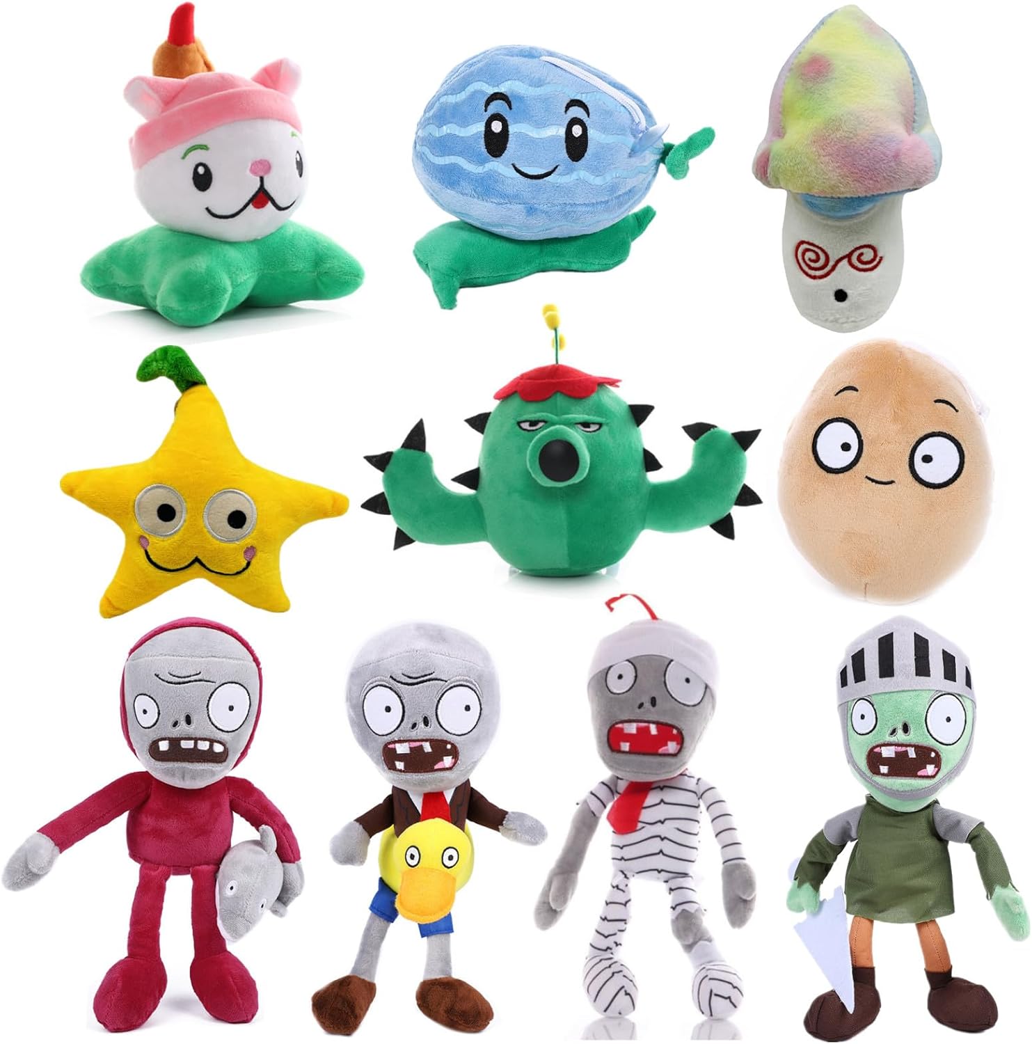 JHESAO 10 PCS Plants and Zombies Plush Zombies Plants Sets Toy, 1 2 Stuffed Soft Doll PVZ Plush Figure Doll New