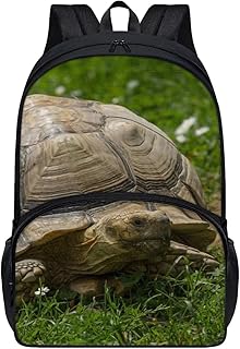 Parprinty Kids Funny Animal Tortoise Backpack for Boys Girls Comfy Padded Lightweight Sturdy Student School Backpack with Front Pocket Double Zipper 17 Inch Kids Basic Black Daypack Bookbag