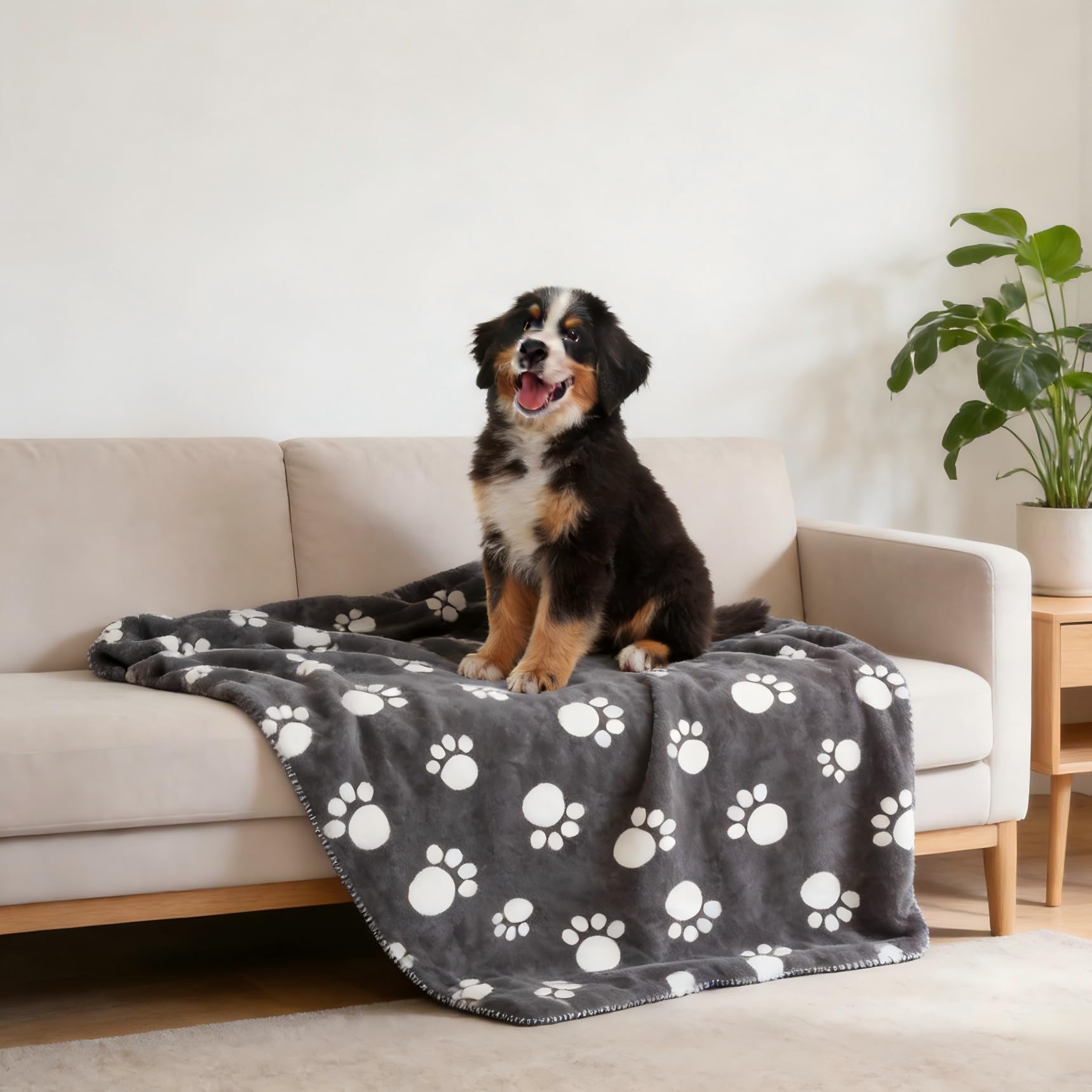 Couverture imperméable pour chien et chat - Avec motif de pattes - Lavable - Polaire Sherpa - Pour canapé, lit, extérieur, couvre-lit, canapé, housse de canapé, 200 x 150 cm