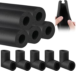 10 Pcs Insulation Foam Tube With Elbow - Inner Diameter 0.86in Black Pipe Wrap Freeze Protection Covers for Tubing Outdoor Water Pipe