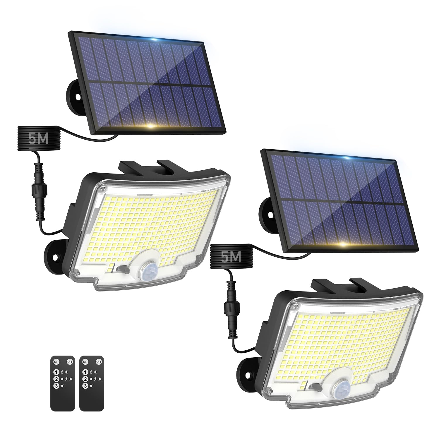 Solar Motion Lights Outdoor, [314LEDs/3Modes] Split Solar Lights Outside with Remote Control, Waterproof IP65, Dusk to Dawn, Solar Powered Security