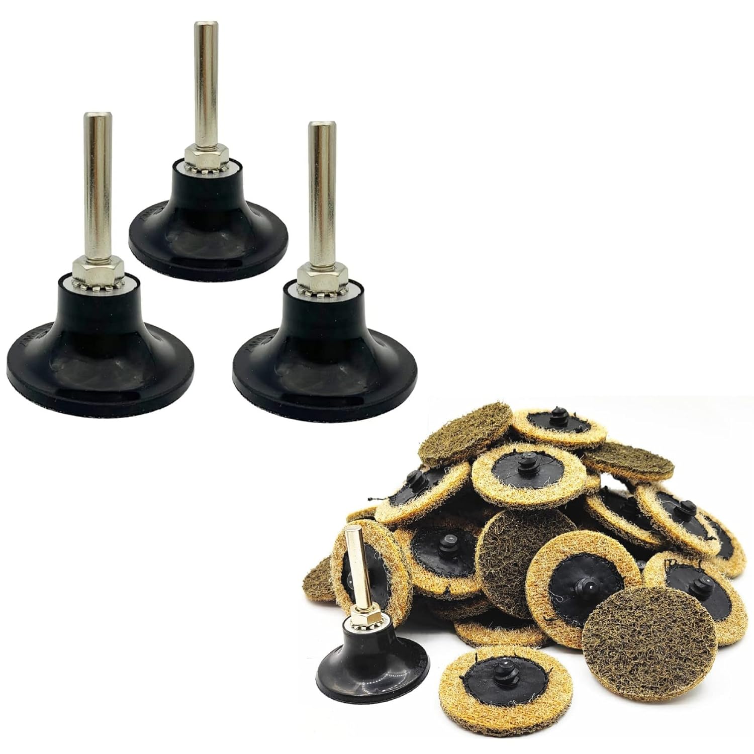 Bundle: 3 Pack 2in Quick Change Adapter + 50Pcs Brown Sanding Discs Set