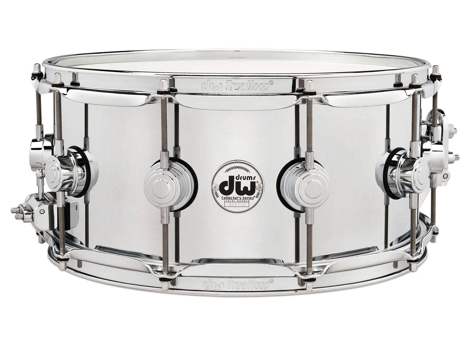 DW 6.5x14 Steel Chrome Polished Snare Drum w/Chrome Hdw