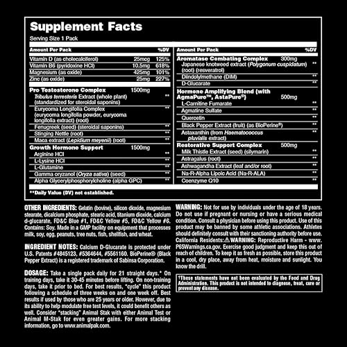 Miniatura 6 de Suplemento potenciador hormonal natural Animal Stak de Universal Nutrition el embalaje puede variar