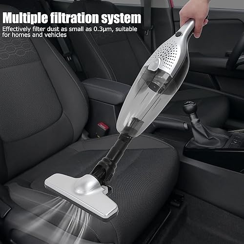 Miniatura 3 de ZJchao Aspiradora inalámbrica, motor de cepillo de succión de 10 KPa con taza de polvo de 0.8L para eliminación de pelo de mascotas, alfombra de