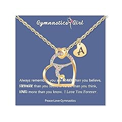 14K Gold Plated Gymnastics Necklace Initial Letter Rainbow Gymnastics Jewelry Sport Gymnastics Gifts for Daughter Niece Friend Gymnast Mate Gift