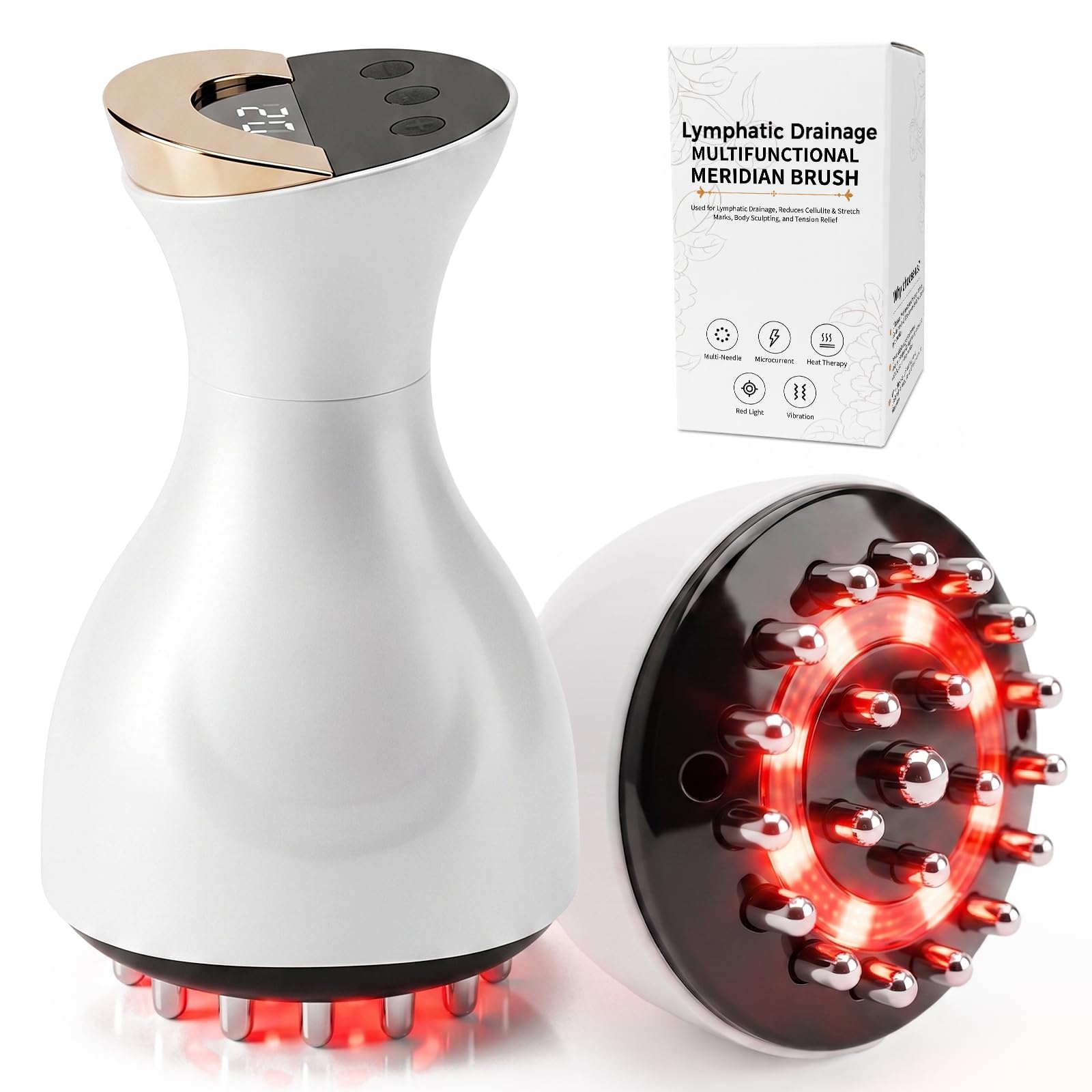 Photo 1 of *** missing charger cord***Kitusi Lymphatic Drainage Massager & Anti Cellulite Massage Tool, for Legs, Arms & Belly, Body,Helps Reduce Stretch Marks & Cellulite,with Microcurrent, Light Heat & Vibration (White)*** missing charger cord***