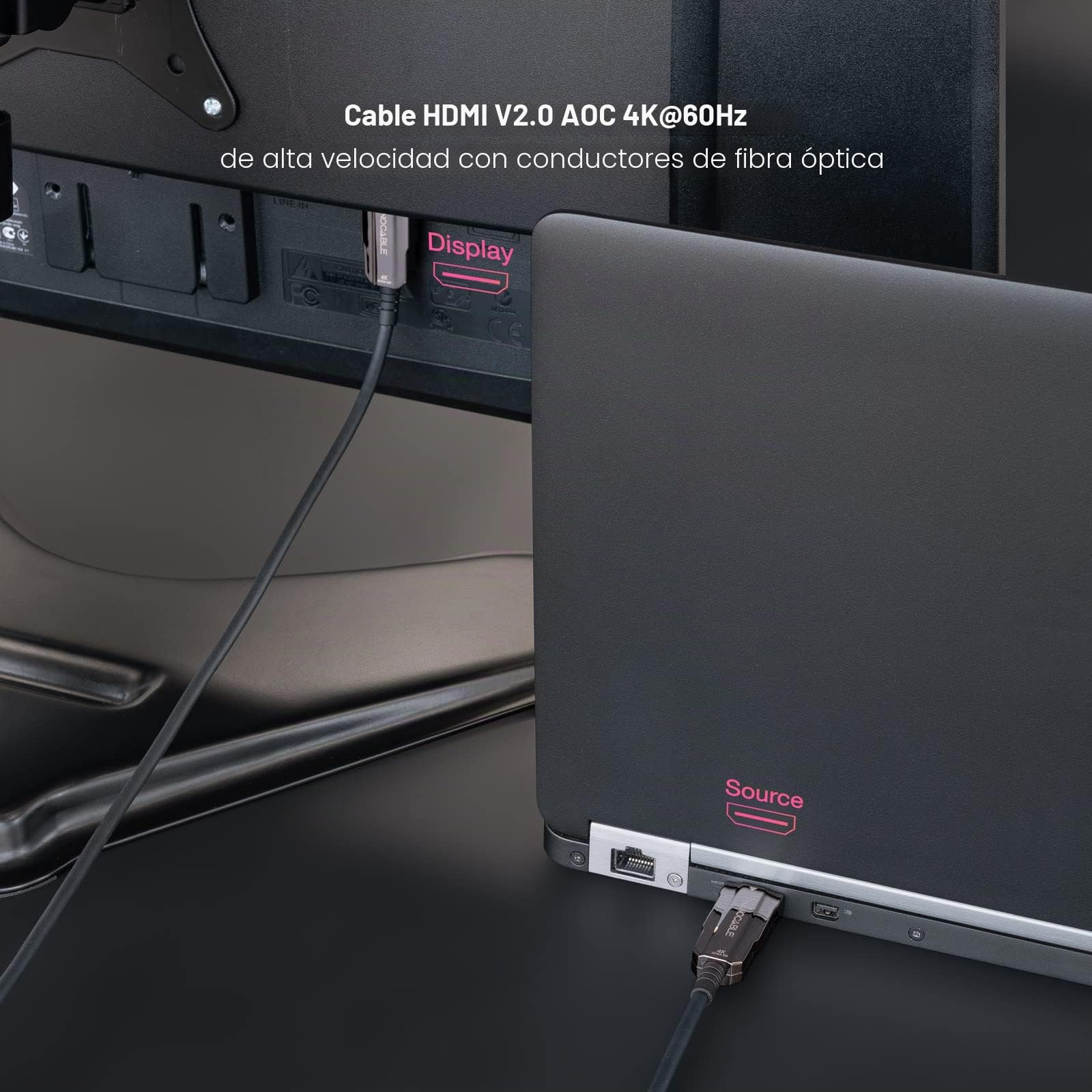 Nanocable 10.15.2099 - CABLE HDMI V2.0 AOC 4K@60HZ 18Gbps NEGRO, 100m