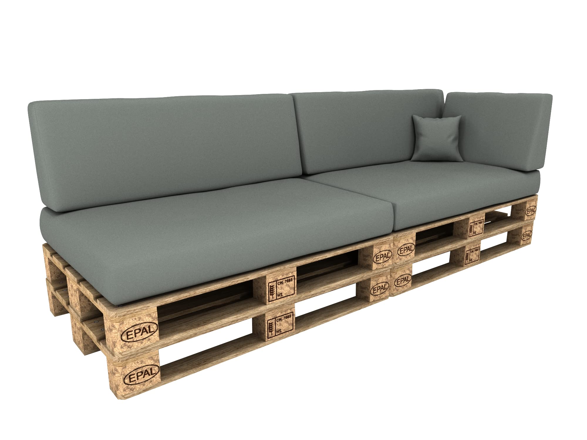 POKAR Euro Pallet Seating Set of 2: 1x seat cushion 120x80cm + 1x back cushion 120x40cm, cold foam, removable covers, Home Garden Furniture DIY, indoor outdoor pillow, without pallets, Beige — view 142