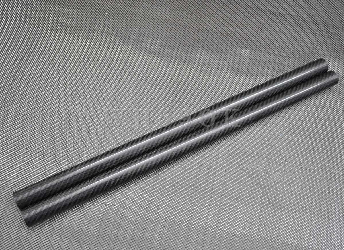 2pc 3k Carbon Fiber Tubes/Pipes OD 26mm - ID 22mm Langth 500mm Glossy Twill. 100% Full Carbon Composite Material/ Quadcopter Hexacopter. RC Plane (2pcs 26x22x500mm Glossy)