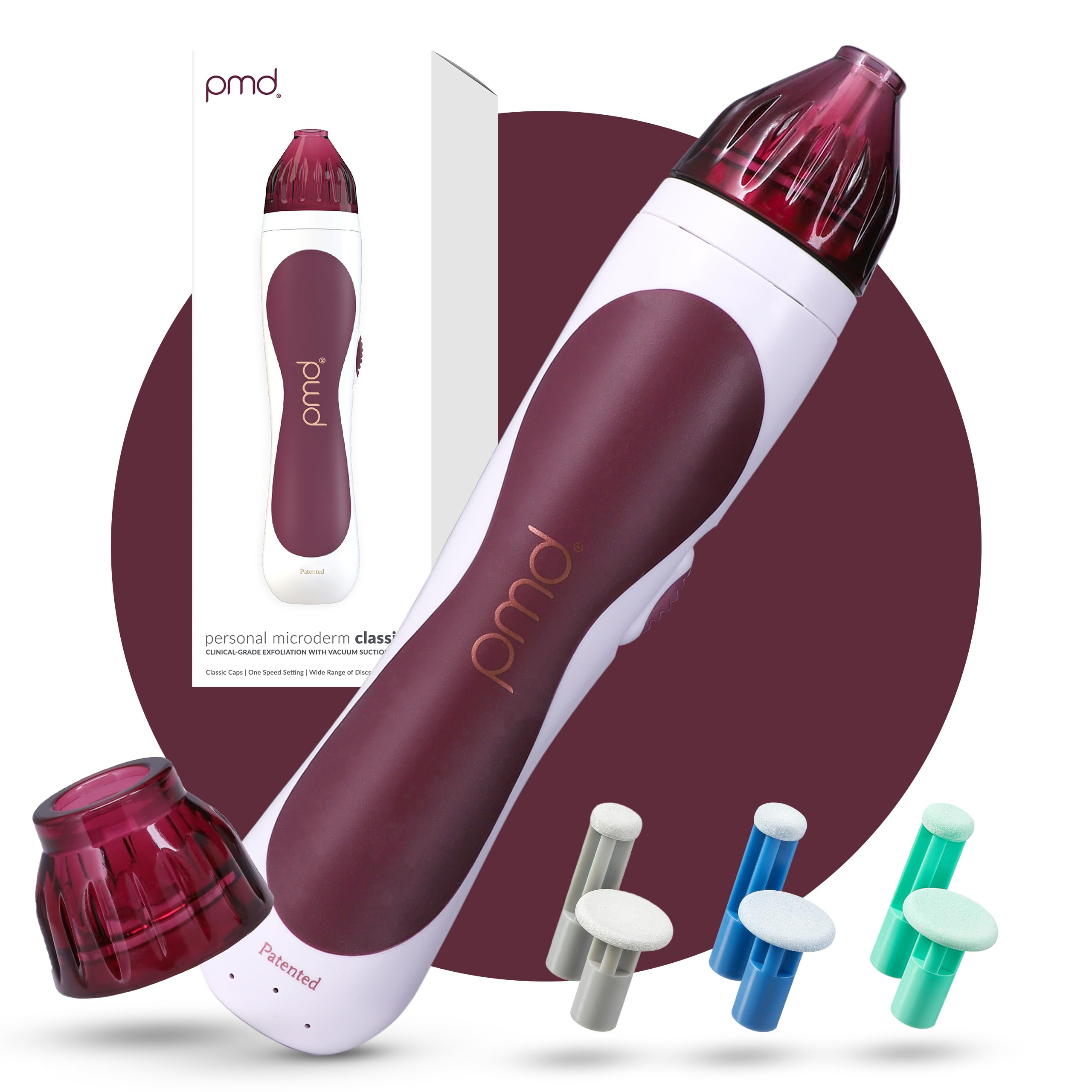 PMD Personal Microderm Classic for At-Home Use, Facial Exfoliator Tool, Microdermabrasion Machine Kit for Face and Body Skincare, Berry