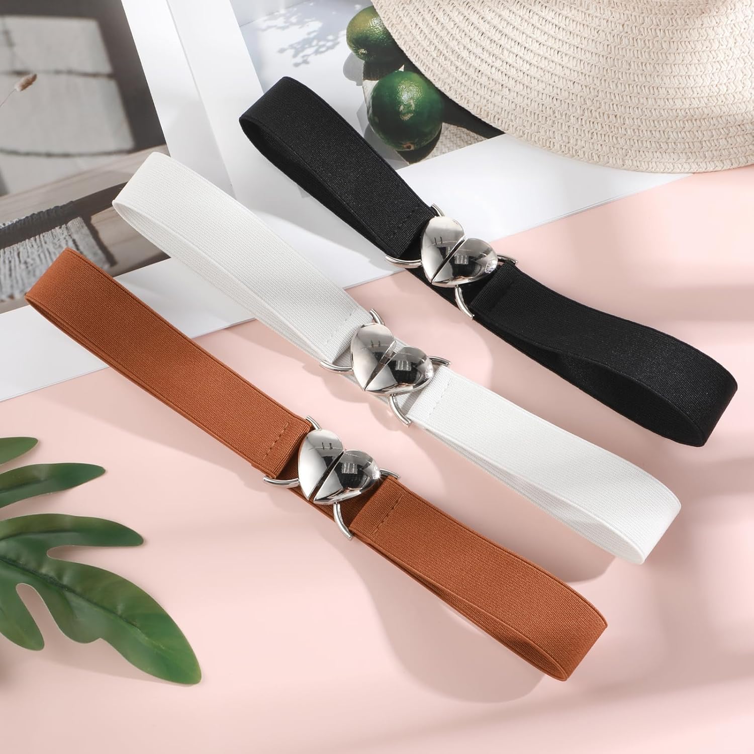 3Pcs Elastic Belts with Heart Buckle for Girls, Cute Stretch Kids Waist Belt Adjustable Toddler Belts for Pants Dress Jeans - Image 7