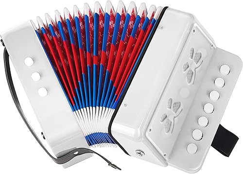 AZEAM Acordeón para niños, acordeón de juguete para edades de 3, 5, 9, 7, 10, 12, niños pequeños, principiantes, instrumentos musicales, 10 teclas,