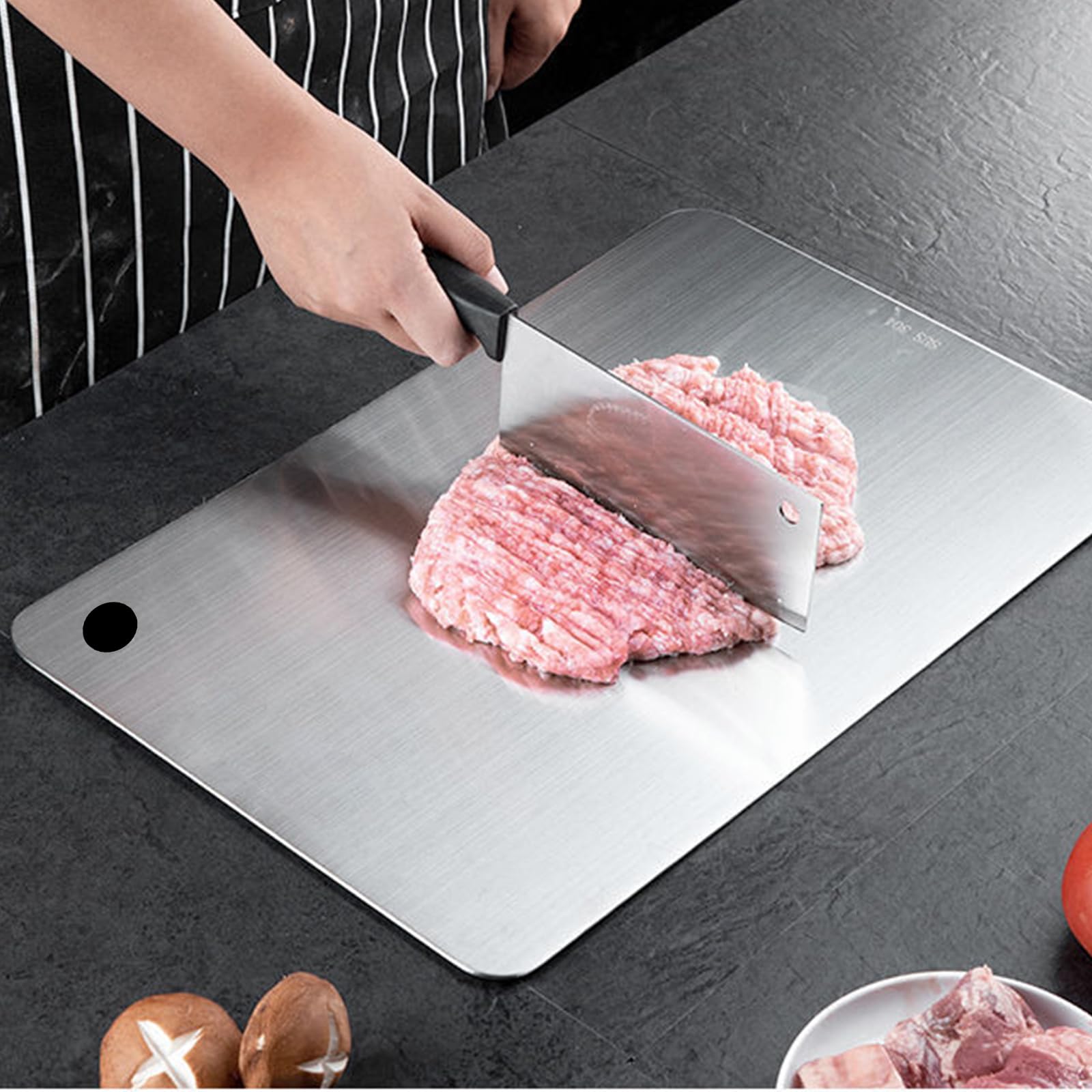 3 piezas de acero inoxidable tabla de cortar, fácil de limpiar, tabla de cortar para cocina al aire libre camping cocina encimera