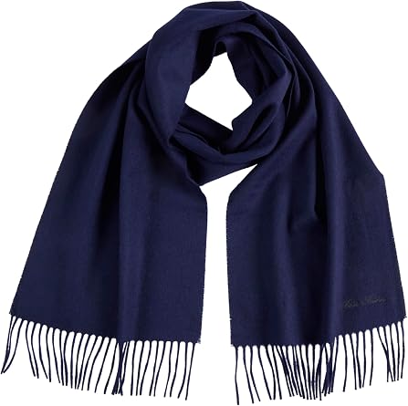 Brooks Brothers Wool and Cashmere Woven Solid Scarf with Twisted Fringe - Mens Luxury Winter Scarf, 66-inches x 12-inches