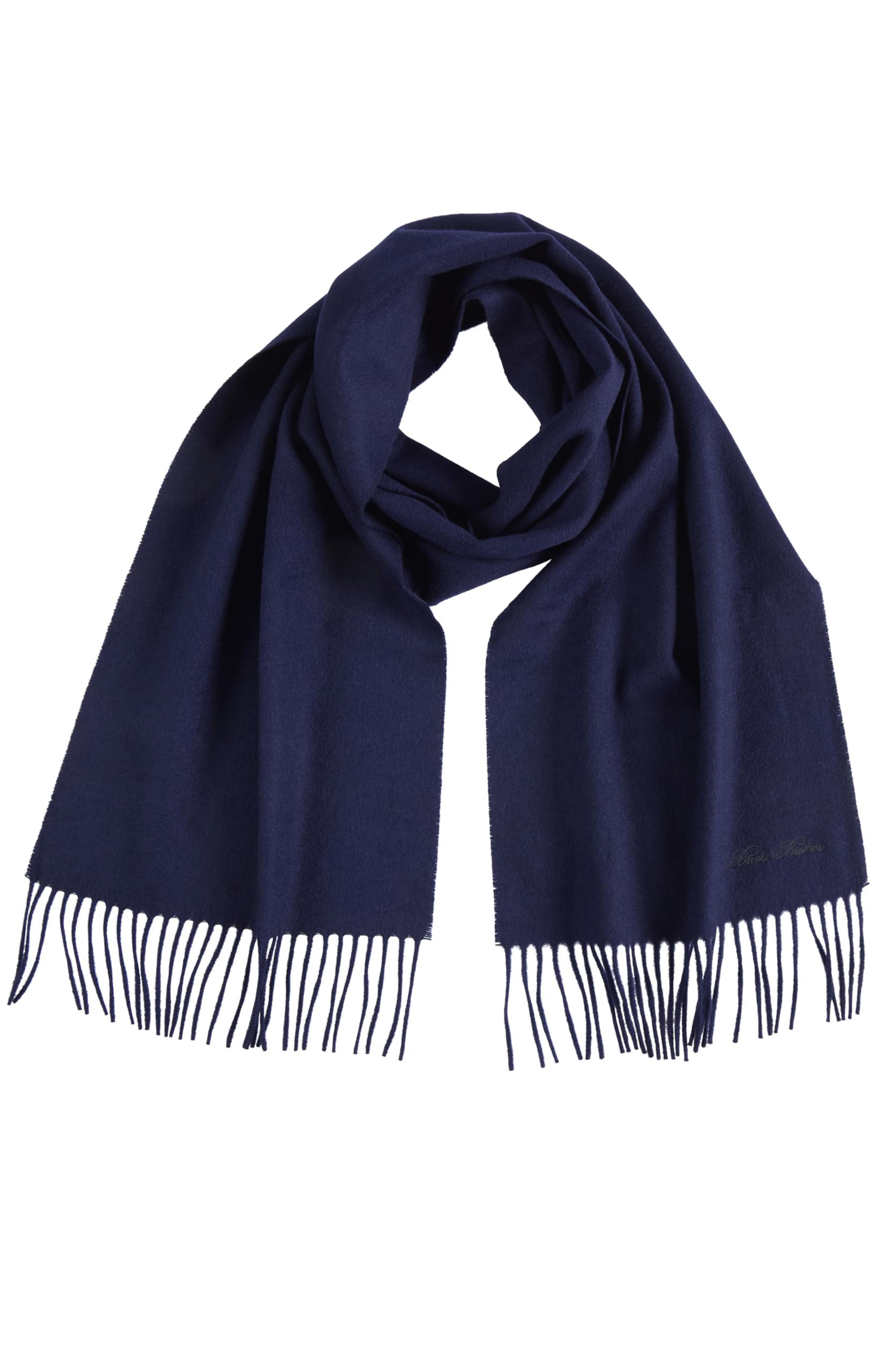 Brooks Brothers Wool and Cashmere Woven Solid Scarf with Twisted Fringe - Men's Luxury Winter Scarf, 66-inches x 12-inches