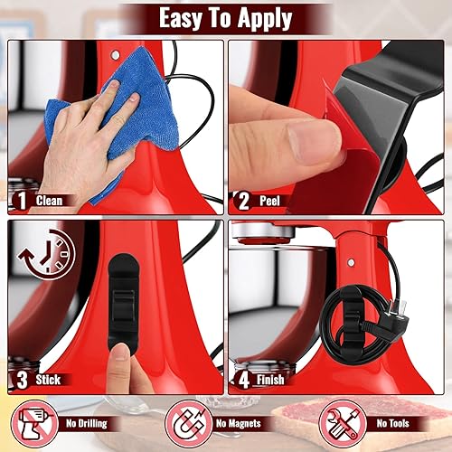 Miniatura 8 de Organizador de cables negros para electrodomésticos de cocina y paquete de 4 esponjas húmedas limpias, color amarillo