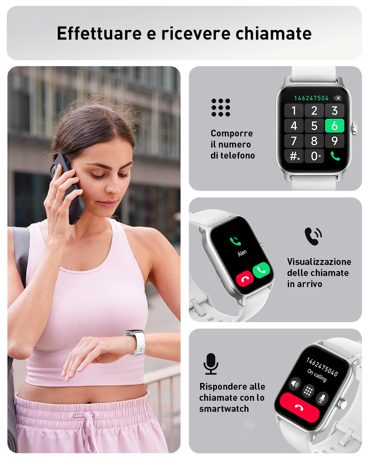 Gydom Smartwatch Uomo Donna, 1.8" Orologio Smartwatch Chiamate, Fitness Tracker con Contapassi Cardiofrequenzimetro SpO2,110 Modalità Sport, Monitoraggio del Sonno, Impermeabile IP68 per Android iOS