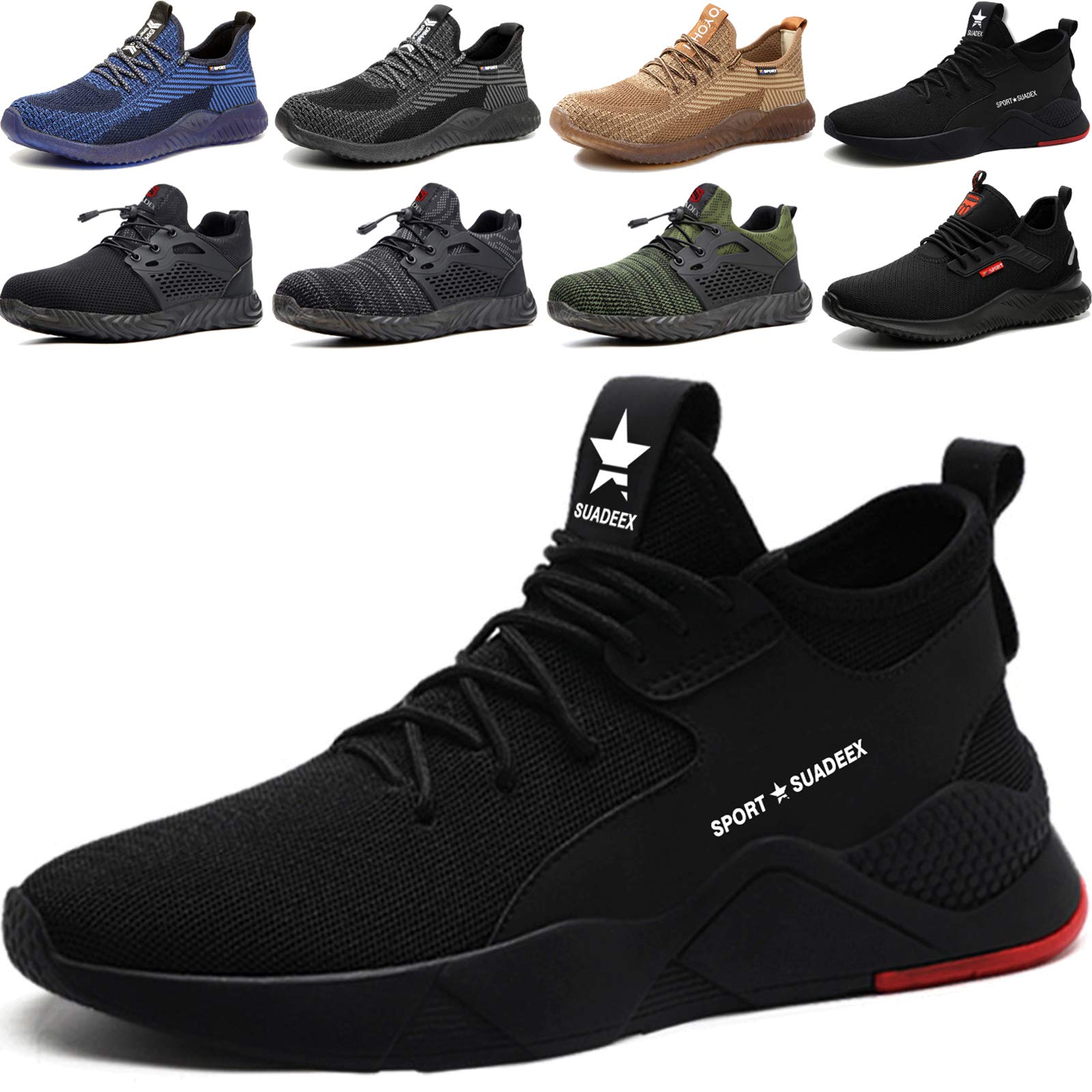 S3 Safety Shoes, Men's and Women's Work Shoes, Lightweight, Sporty, Breathable, Protective Shoes, Steel-Capped Shoes Black Size: