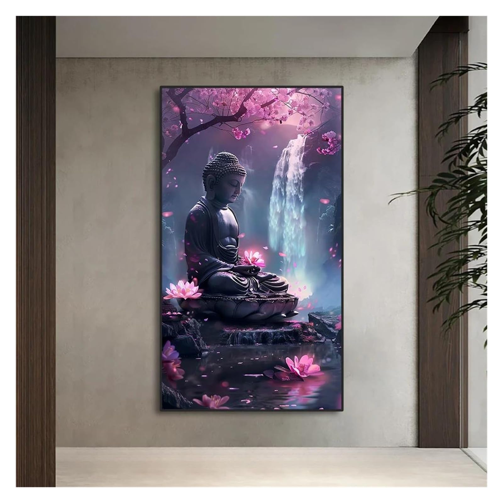 Tableau déco nature pour illuminer un salon sombre avec des fleurs violettes